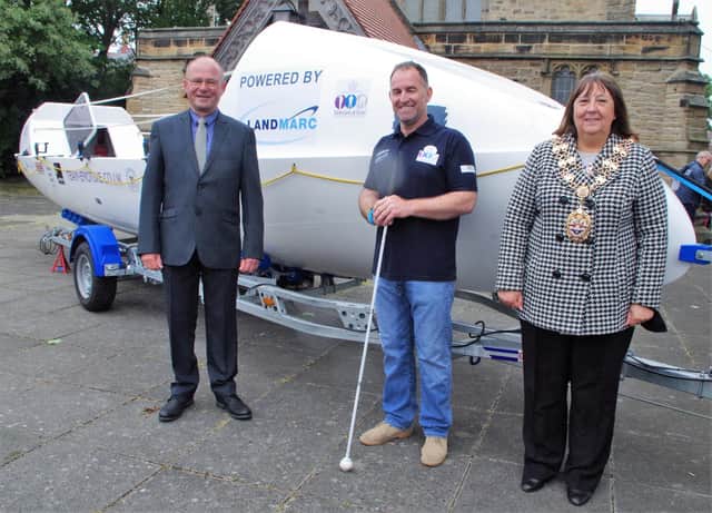 Steve Rees, centre, with Blyth Valley MP Ian Levy and Blyth Town Council Mayor Margaret Richardson at the blessing.