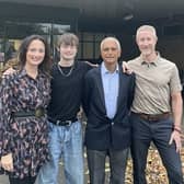 Asif Hasan, second from right, with Seb Hollingsworth, his mum Nadine and dad Ivan.
