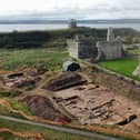The dig site near Lindisfarne Priory.