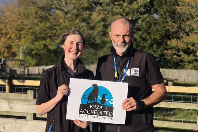 Northumberland College Zoo's head keeper Emily Grey and resource manager Steven Sykes.