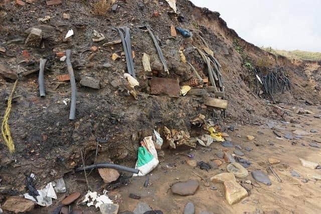 Some of the pollution coming out of the cliffs at Lynemouth Bay.