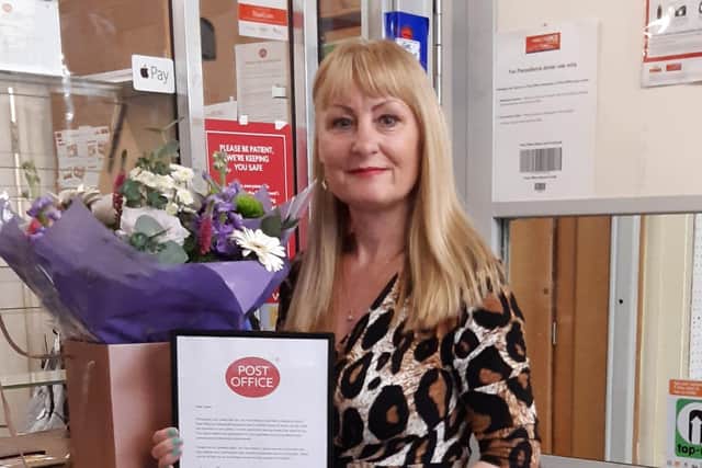 Susan Swinhoe, who has retired from The Harbour Post Office in Amble.