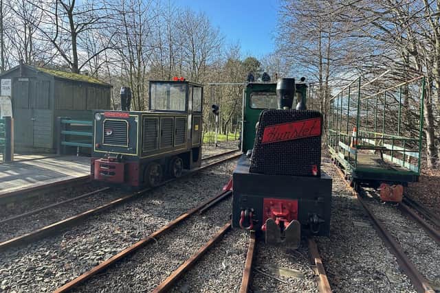 Woodhorn Narrow Gauge Railway engines Edward Stanton, left, once used to build the Channel Tunnel, and Black DIamond, formerly of Vane Tempest Colliery. (Photo by WNGR)