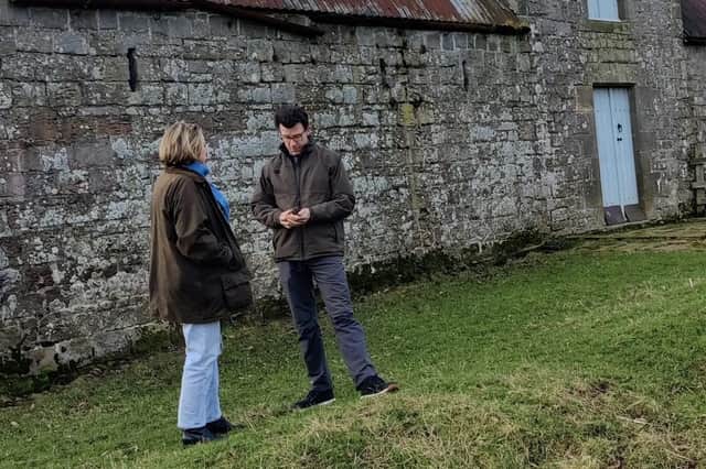 Anne-Marie Trevelyan MP talks to Cragend Farm owner Shaun Renwick.