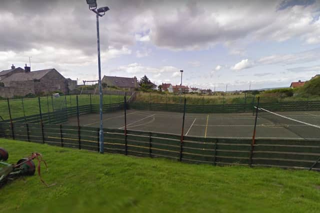Bamburgh play park and tennis court.