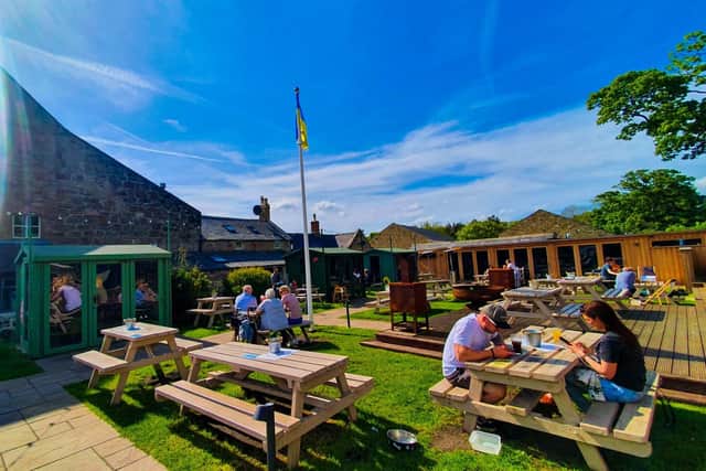 The beer garden at The Craster Arms.