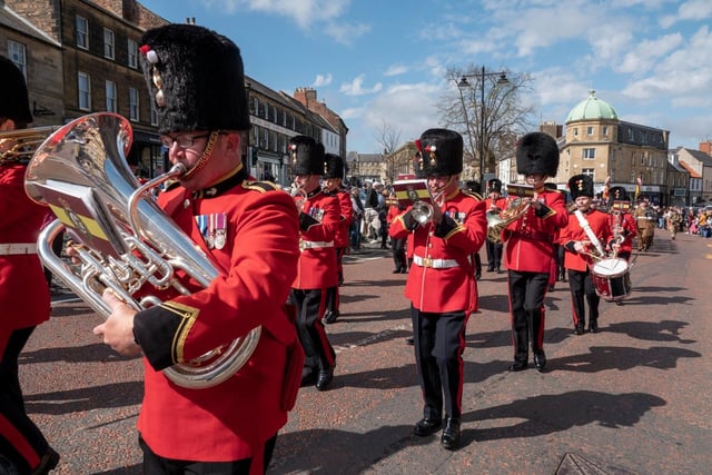 The Fusiliers band march through the town. Picture: Jane Coltman Photography