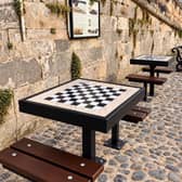 The new chess boards on Berwick's Quayside.