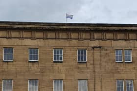 NHS flag being flown at Belsay Hall today.