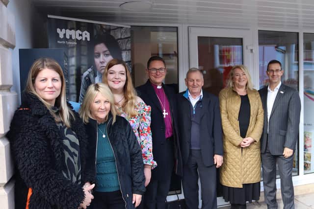 The Bishop of Berwick and others at the official opening of Henderson Court, which is adjacent to Tweedmouth Parish Church.