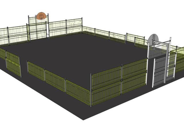 An impression of the Multi-Use Games Area (MUGA) planned at Longhoughton.