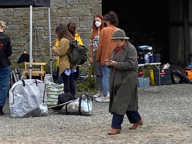Brenda Blethyn, who plays DCI Vera Stanhope, takes a break during filming in Boulmer village, one of the locations for series 11 of the popular ITV crime drama Vera.