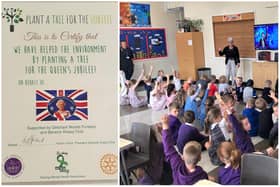 Berwick Rotary Club has been hosting assemblies to explain the tree planting scheme. Left, the certificates given to the children.
