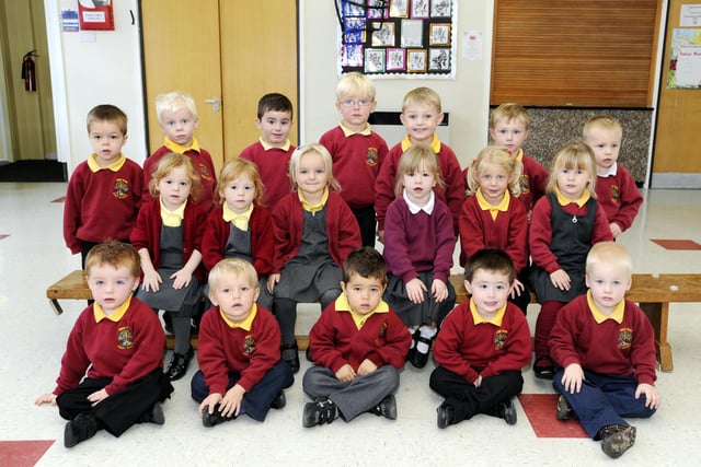 Happy faces from the nursery children at Red Row First School.