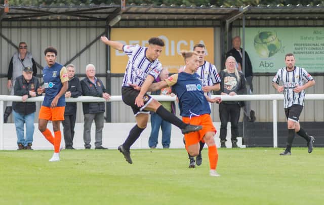 Action from Ashington Town's game against Brighouse Town. Picture: Ian Brodie
