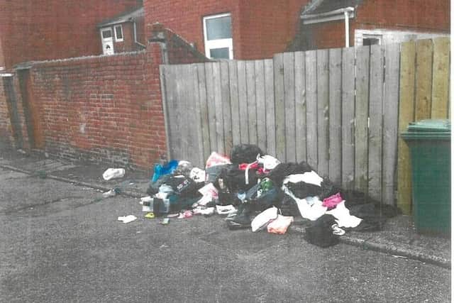 James Gordon dumped his waste in a back lane in Ashington. (Photo by Northumberland County Council)