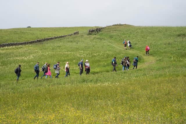 The refugees and asylum seekers on the walk along Hadrian's Wall.