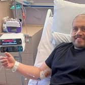 Dan Wright in hospital. Picture courtesy of Dan Wright / Leukaemia Care© SWNS.