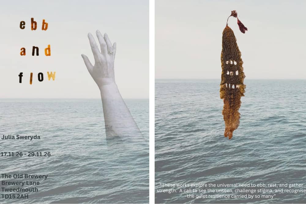 The front and back of the flyer for the exhibition.