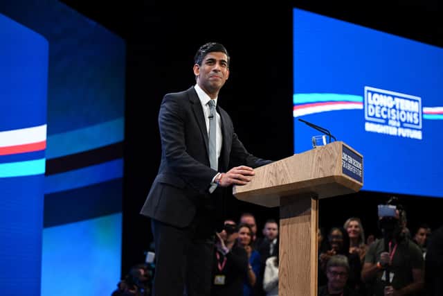 Prime Minister Rishi Sunak announced the northern leg of HS2 would be scrapped in his Conservative Party Conference speech, with the money spent elsewhere. (Photo by OLI SCARFF/AFP via Getty Images)