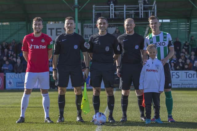 Blyth Spartans mascot Leland poses for a pre-match photo. Picture: Paul Scott
