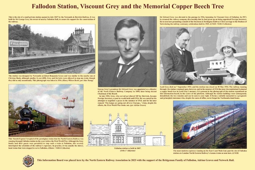 New interpretation panel to celebrate the fascinating history of Fallodon Station and the Grey family in Northumberland - Vimarsana News