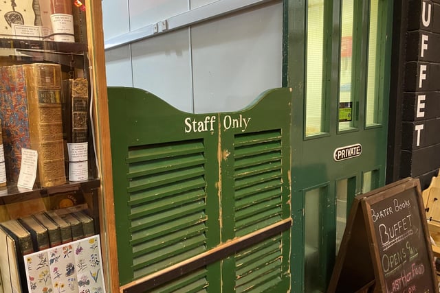 One of the most popular things about the book shop is the features in the building. As the shop is built in an old train station, many of the features are still present such as these doors.