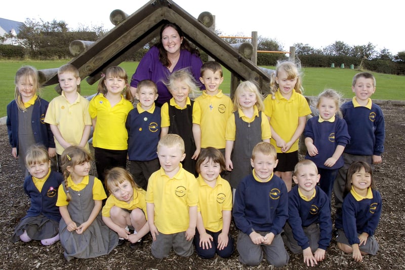 New starters at Longhoughton First School, in September 2007.