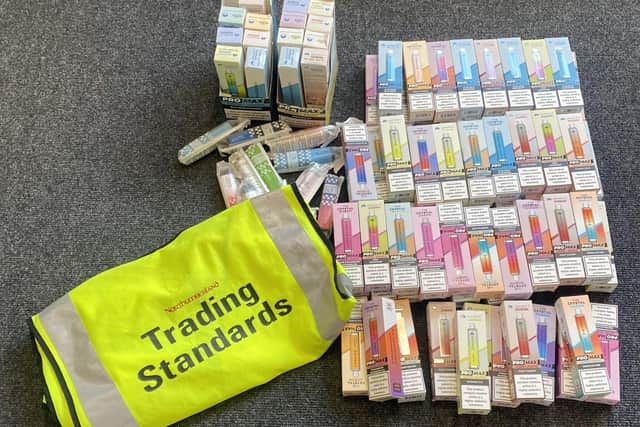 Shops and consumers are urged to check their vapes are legal after many were seized during an inspection.