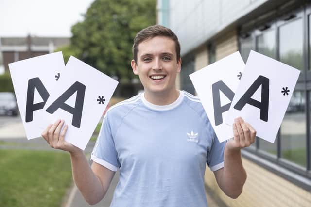 Student James Dunn has achieved four A* at A-level.