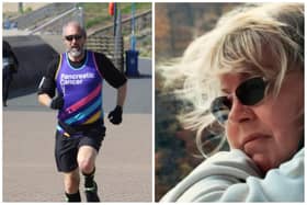 Tony training for the 2022 Great North Run (left), and his late wife Anne (right).
