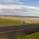 The RNLI and Coastguard teams worked together to help the man and dog after they got into difficulties near the North Pier at Amble. Image copyright Google Maps.