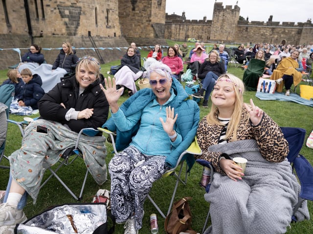 Wrapped up warm for outdoor cinema.