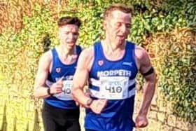Morpeth Harriers Joe and Dan Dixon in action at the Ribble Valley 10k. Picture: Peter Scaife