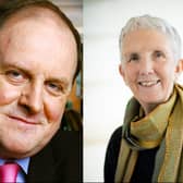 James Naughtie, Radio four presenter on 'Today' and 'Book Club', and Ann Cleeves, author and guest speaker. Left picture: BBC. Right picture: Alnwick Playhouse.