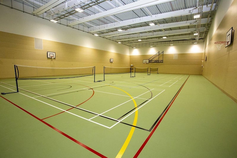 The new centre includes a four-court sports hall.