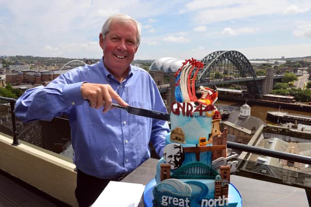 The Great North Run is celebrating its 40th event this year. Founder Sir Brendan Foster with a cake to mark the occaision.