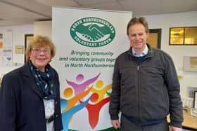 North Northumberland Voluntary Forum chair, Flora Simpson, with Bedmax chief executive Tim Smalley.