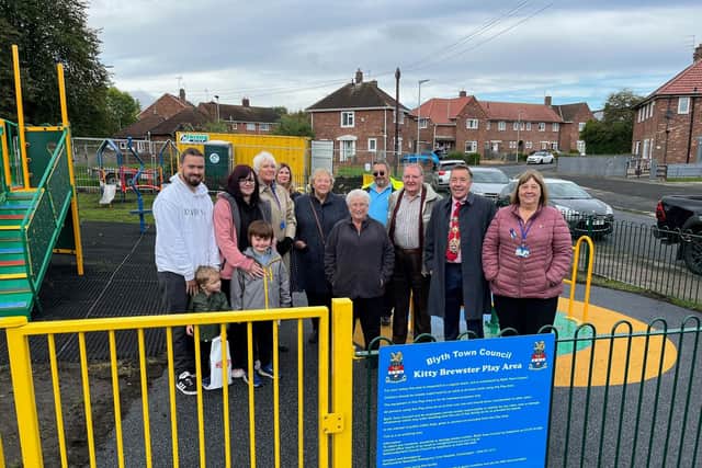 Councillors, residents, and children attended an official opening of the playground. (Photo by Blyth Town Council)