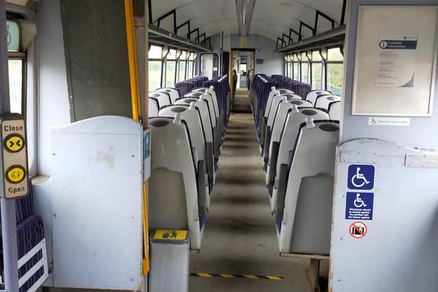 The train interior when it arrived at The Dales School.