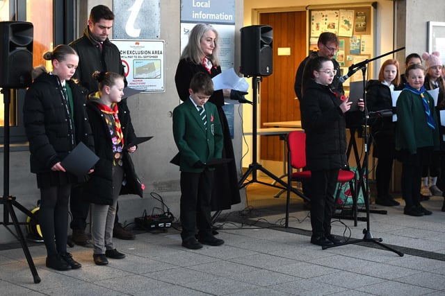 Bede Academy pupils reading at the service. (Photo by Barry Pells)