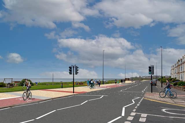 Artist's impression showing seafront sustainable route at Beverley Terrace, Cullercoats.
