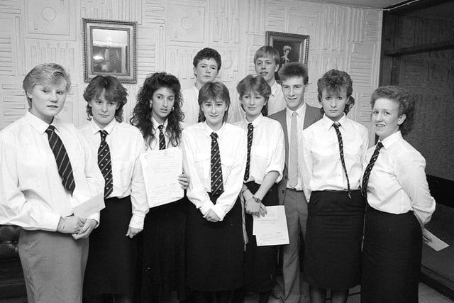 Prizewinners from the Duchess's High School annual awards ceremony in December 1986.