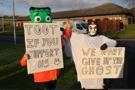 Royal Mail workers staged a Halloween themed protest in Alnwick.