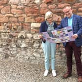 Mayor of Berwick John Robertson and High Sheriff of Northumberland Diana Barkes viewing the town map. Picture by Canon Alan Hughes.