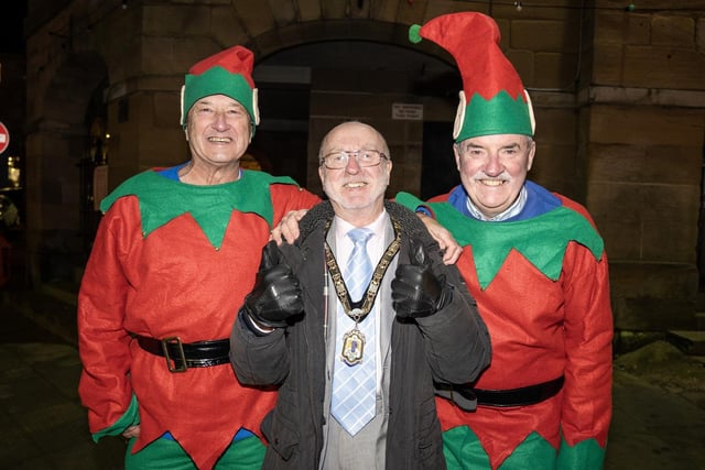 Mayor Geoff Watson with two of Santa's helpers.