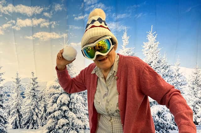 Anne MacDonald is enjoying the fun, including ‘snowball throwing’.