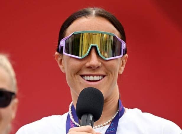Lucy Bronze at the Trafalgar Square celebrations.  (Photo by Leon Neal/Getty Images)