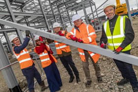 Neil Kennedy, Robertson Construction; Cllr Caroline Ball; Neil Goulding, REEL Cinemas; Council leader Glen Sanderson; Andrew Mowbray, Advance Northumberland.