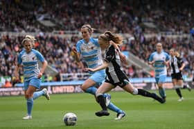 Newcastle United Women's striker Katie Barker runs at Alnwick defender Georgia Latto. Picture: Getty Images